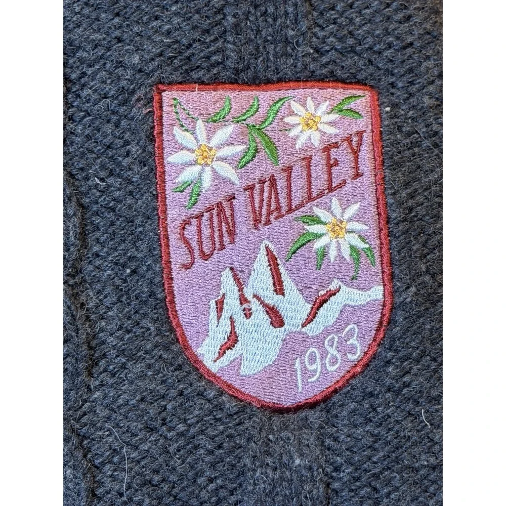 Sun‎ Valley Donna Gray Wool Mohair Full Zip Cardigan Sweater Jacket Womens M Ski